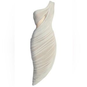 JLUXLABEL Ivory Aura Shimmer Midi Dress in Ivory XS